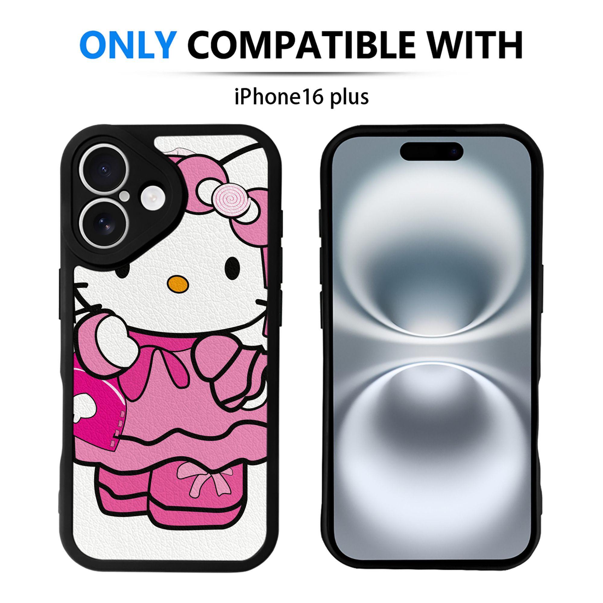 （画像用） Hello Kitty ハローキティ 【iPhone 16シリーズ対応】シリコンスマホケース（レザー調） 材質：シリコン